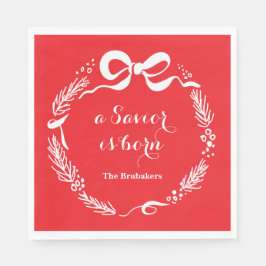 Servilleta De Papel Custom Modern Luke 2 Scripture Red Christmas