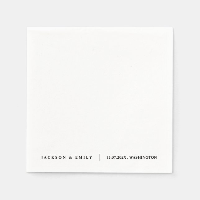 Servilleta De Papel Custom Modern Minimalistic Wedding (Anverso)