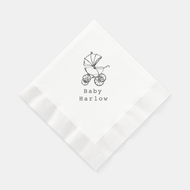 Servilleta De Papel Custom Name Carriage Baby Shower (Esquina)