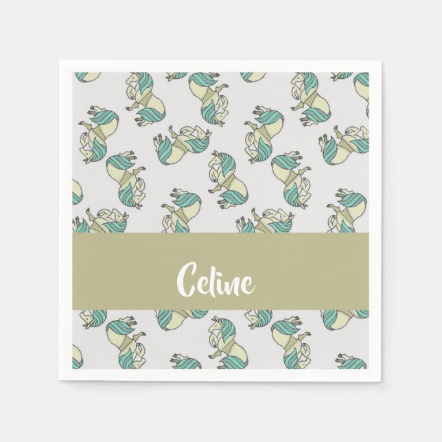 Servilleta De Papel Custom name cute horses pattern (Anverso)