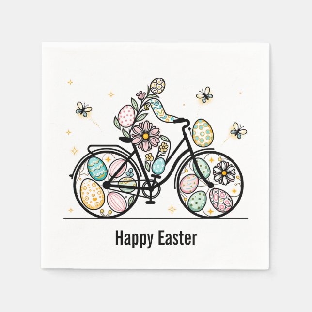 Servilleta De Papel Custom Name Easter Bicycle Design (Anverso)