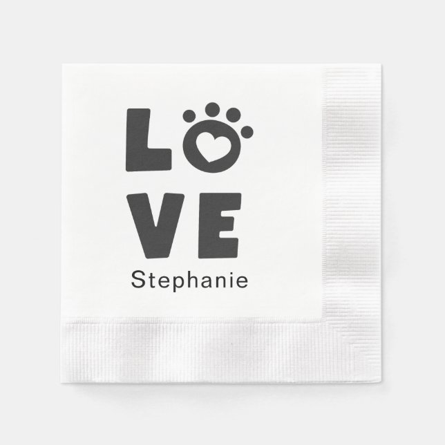 Servilleta De Papel Custom Name Love Stylish Personalized Paper Napkin (Anverso)