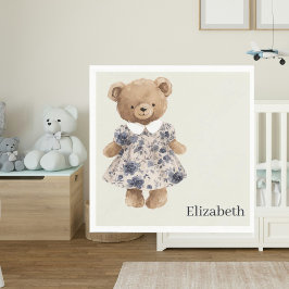Servilleta De Papel Custom Name Teddy Bear Girl Baby Shower
