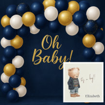Custom Name Teddy Bear It's a Boy Baby Shower
