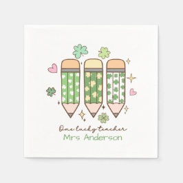 Servilleta De Papel Custom One Lucky Teacher School Party