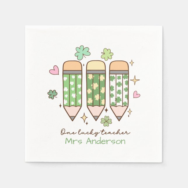 Servilleta De Papel Custom One Lucky Teacher School Party (Anverso)