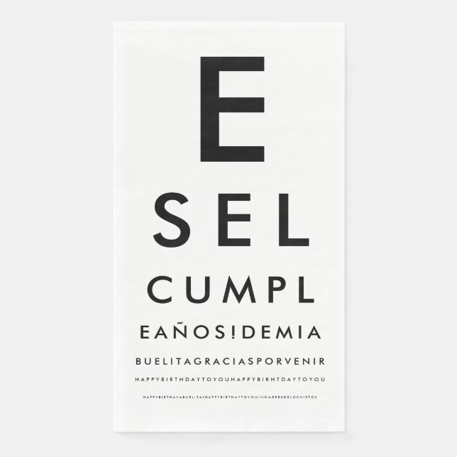 Servilleta De Papel Custom Ophthalmology Eye Chart (Anverso)