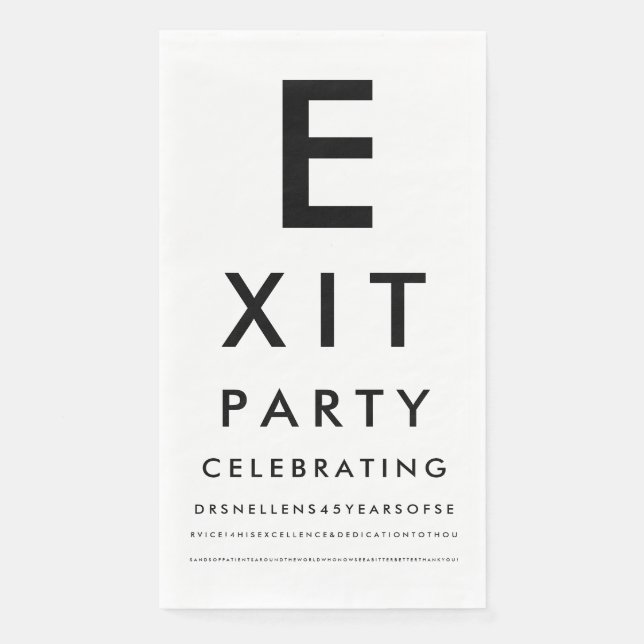 Servilleta De Papel Custom Optometrist Reading Test Retirement Party (Anverso)