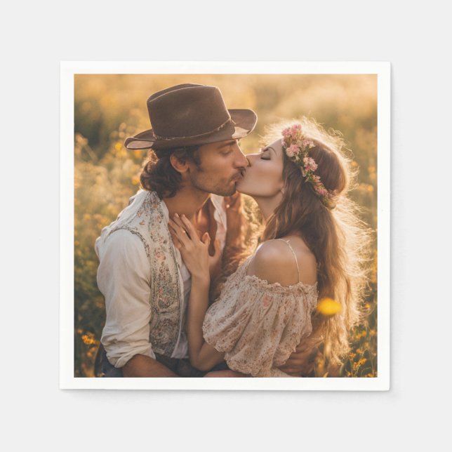 Servilleta De Papel Custom Photo Wedding Engagement (Anverso)