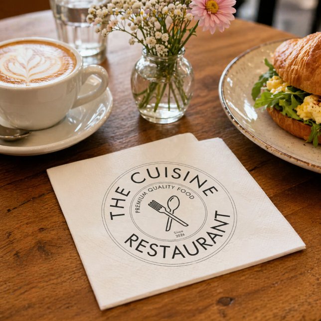 Servilleta De Papel Custom Restaurant Logo Modern Square  (Custom Restaurant Logo Modern Square Napkins)