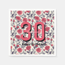 Servilleta De Papel Custom Rose Themed First Birthday