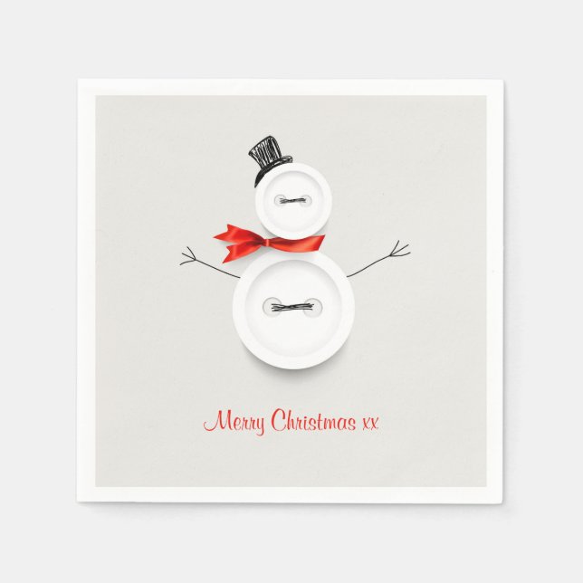 Servilleta De Papel Custom Snowman Merry Christmas Paper Napkins (Anverso)