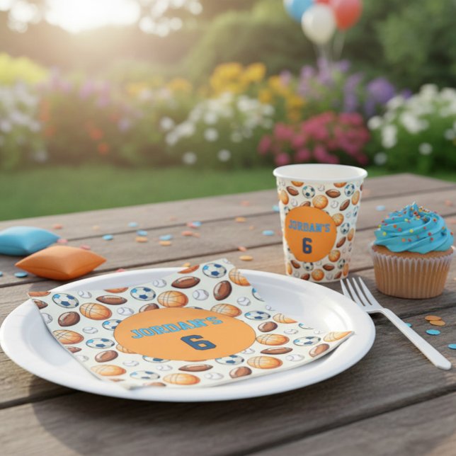 Servilleta De Papel Custom Sports Balls Birthday Napkins with Name  (Subido por el creador)