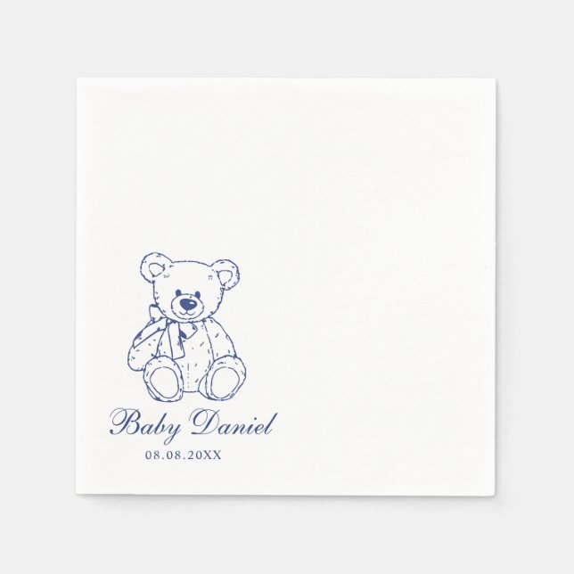 Servilleta De Papel Custom Teddy Bear Baby Shower (Anverso)