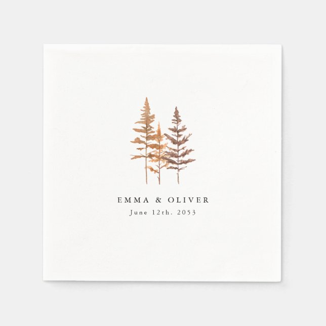 Servilleta De Papel Custom Terracotta Pine Tree Mountain Wedding (Anverso)