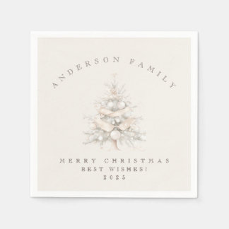 Servilleta De Papel Custom traditional family white Christmas tree