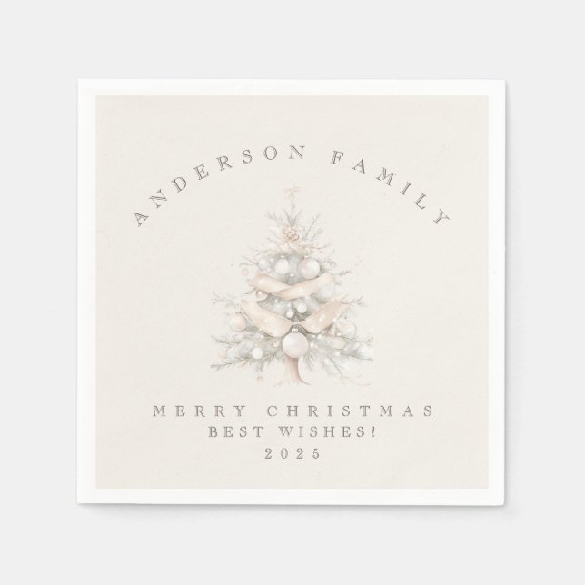 Servilleta De Papel Custom traditional family white Christmas tree (Anverso)