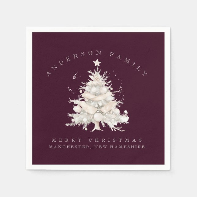 Servilleta De Papel Custom traditional family white Christmas tree (Anverso)