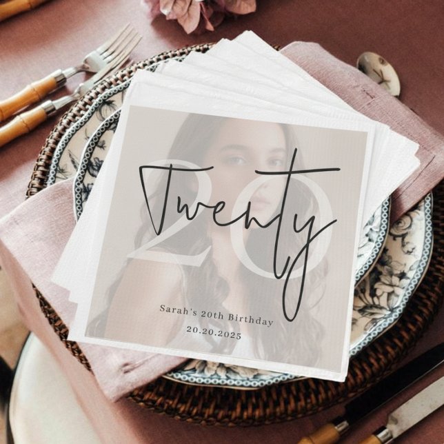 Servilleta De Papel Custom Twenty Modern Birthday Party Napkins (Subido por el creador)