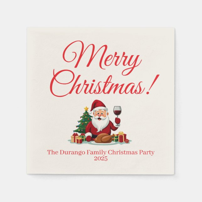 Servilleta De Papel Customisable Happy Santa Claus Christmas Party (Anverso)