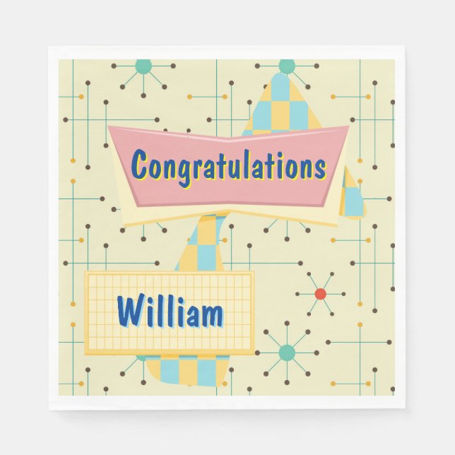 Servilleta De Papel Customize Congratulations Retro (Anverso)