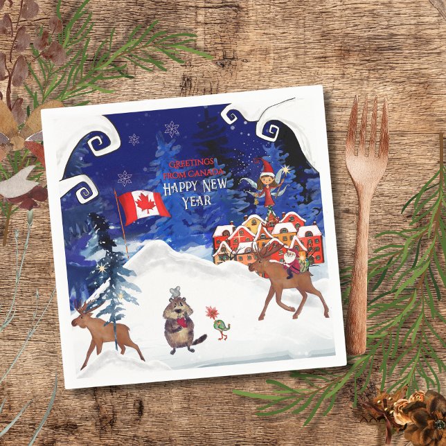 Servilleta De Papel Customize Winter Napkin | Your Country & Greeting (Customize Winter Napkin  Your Country & Greeting)