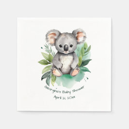 Servilleta De Papel Cuta acuarela Baby Koala Baby Shower