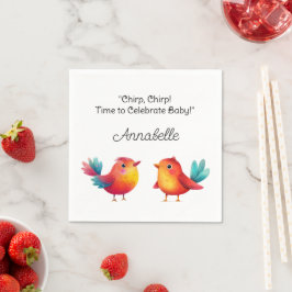 Servilleta De Papel Cuta acuarela De Baby Shower Con Temas De Aves