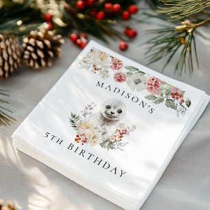 Servilleta De Papel Cuta acuarela Fiesta de Cumpleaños del Sello Ártic