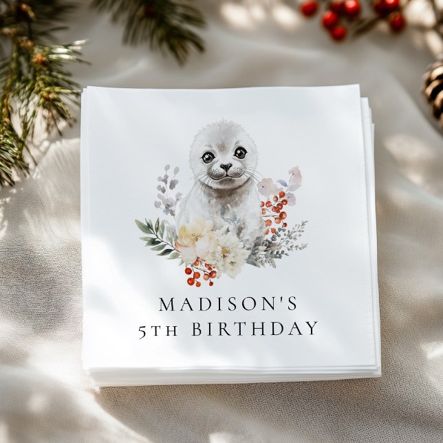 Servilleta De Papel Cuta acuarela Fiesta de Cumpleaños del Sello Ártic (Subido por el creador)