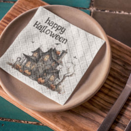 Servilleta De Papel Cuta acuarela Haunted House Halloween