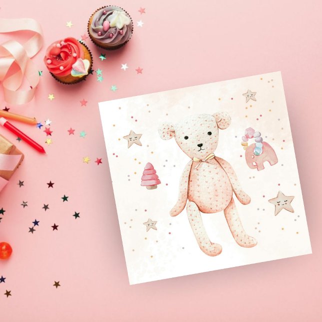 Servilleta De Papel Cuta acuarela Niña Rosa Juguete Oso (Subido por el creador)