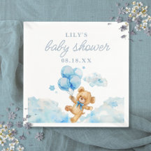 Cuta Bearly Wait Blue Boy Baby Shower
