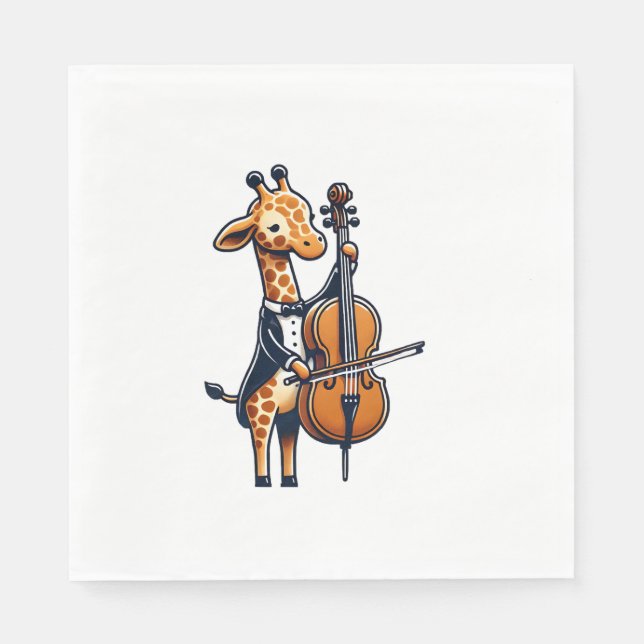 Servilleta De Papel Cuta jirafa tocando música Cello Giraffes (Anverso)