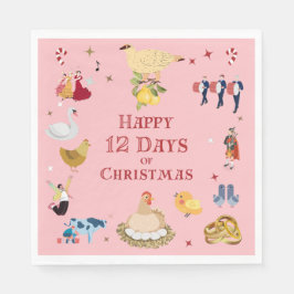 Servilleta De Papel Cute 12 Days of Christmas Vintage Midcentury