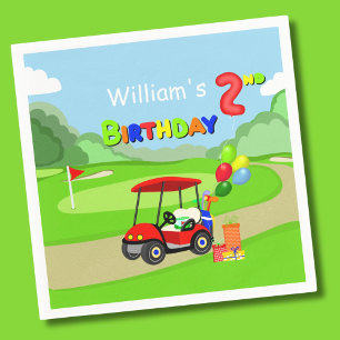 Servilleta De Papel Cute 2º cumpleaños Red Golf Cart Boy