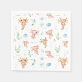 Servilleta De Papel Cute acuarela Axolotl Napkins Party Birthday