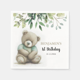 Servilleta De Papel Cute acuarela Teddy Bear deja cualquier cumpleaños