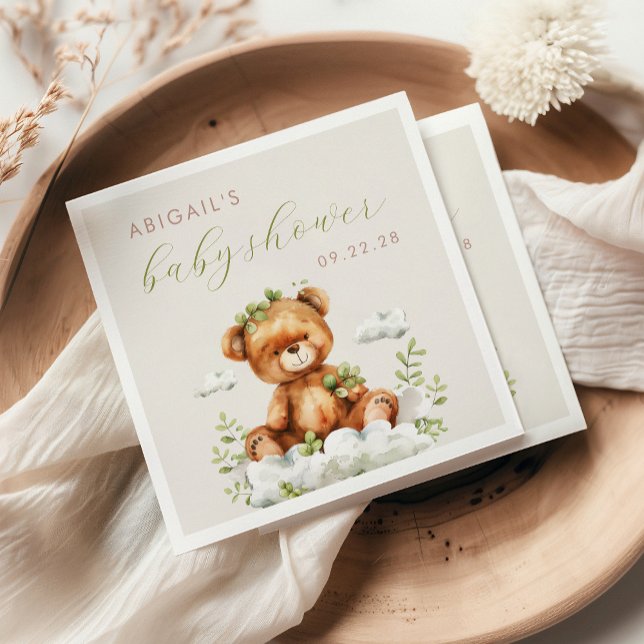 Servilleta De Papel Cute acuarela Teddy Bear Greenerenery Baby Shower (Subido por el creador)