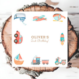 Servilleta De Papel Cute acuarela Transportación Boy Fiesta de cumplea