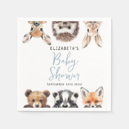 Servilleta De Papel Cute acuarela Woodland Animals Boy Baby Shower