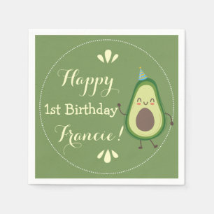 Servilleta De Papel Cute aguacate personaliza el colorido primer cumpl