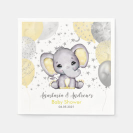 Servilleta De Papel Cute amarillo Baby Shower Elephant Balloons Napkin