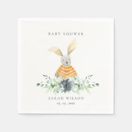 Servilleta De Papel Cute amarillo Bunny Garden Foliage Baby Shower