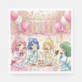 Servilleta De Papel Cute Anime Girl's Ice Cream Birthday Party  