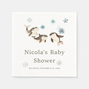 Servilleta De Papel Cute Arctic Whale Baby Shower