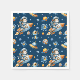 Servilleta De Papel Cute Astronaut Cat Outer Space Galaxy Pattern