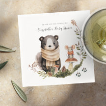 Cute Autumn Woodland | Baby Shower Napkins