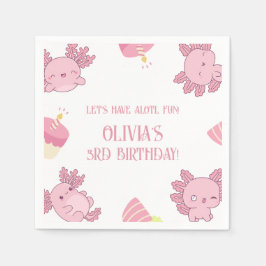 Servilleta De Papel Cute Axolotl Niños Pink Alotl Diversión Cumpleaños
