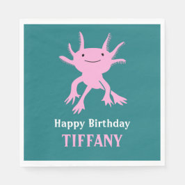 Servilleta De Papel Cute Axolotl Pink Salamander Birthday Party